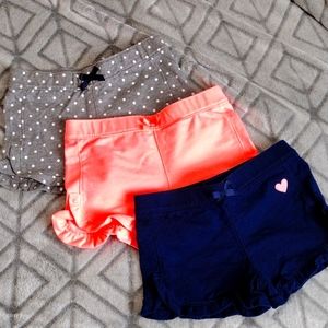 Set of 3 girl shorts with ruffles